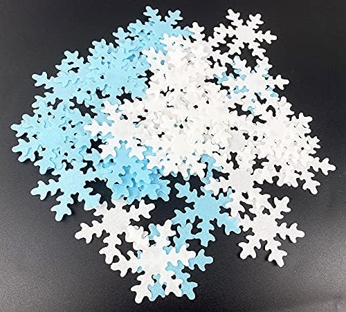 48pcs White Edible Cupcake Christmas White Blue Snowflakes Cake Toppers Decoration for Winter Frozen Theme Party decorating