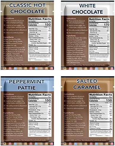 Gourmet Hot Cocoa Mix Variety Pack - 32 Count, Including Classic, White Chocolate, Salted Caramel, & Peppermint Flavors Sets