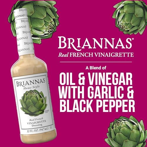 BRIANNAS - Home Style Real French Vinaigrette Dressing – Fine Salad Dressing made with Premium Ingredients - Sugar Free Dressing - 32 oz. Bottle