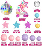 Roller Skate Cake Topper Disco Ball Cake Toppers Pastel Ball Cake Decorations for 80s 90s Skating Hip Hop Theme Rolling Birthday Decorations (Style 01)