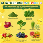 Kids Multivitamin Gummies w/Super Greens, 30 Veggie, Fruit, Iron, Daily Vitamin A C E D3 B12, Zinc, Probiotic, Shiitake, Kids Vitamins for Picky Eater Growth, Immunity, Digestion, Sugar Free, 2Pack