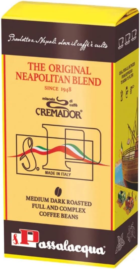 Passalacqua Cremador Whole Bean - 70% Arabica Premium Medium Dark Roast (2.2lbs/1kg)