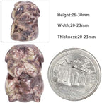 Nupuyai Pack of 2 Natural Crystal Ocean Jasper Pug Dog Statue, Hand Carved Stone Animal Figurine for Home Office Decoration