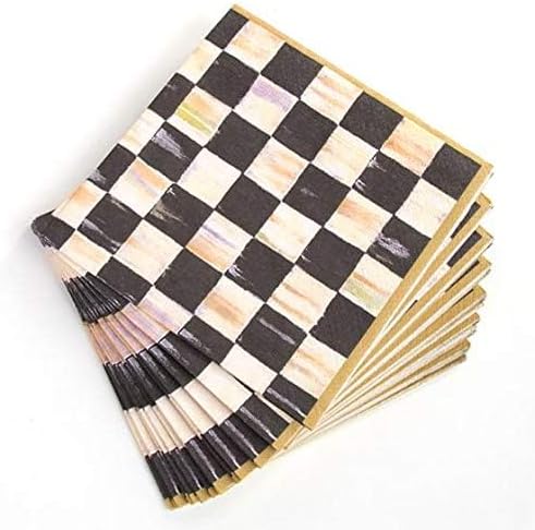 MacKenzie-Childs Courtly Check Black & Gold Paper Dinner Napkins (20 Count)