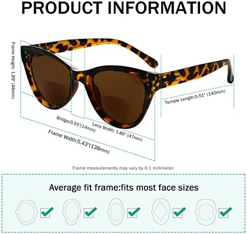 Eyekepper Bifocal Sunglasses for Women Reading under the Sun Stylish Bifocal Readers Tinted Lens Oversize Cat-eye Style