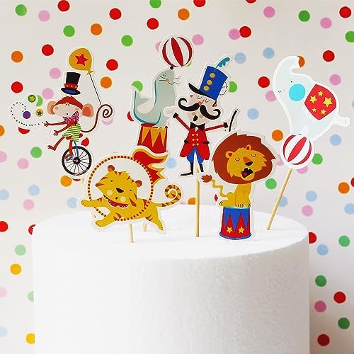 Circus Cupcake Toppers,24 PCS Carnival Cupcake Toppers,Circus Theme Party Decorations,Carnival Decorations
