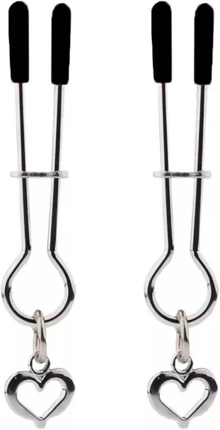 Nipple Clamps Clip for Women Men Adjustable Metal Body Clamps for Women Non-Piercing Body Rings Faux Body Jewelry (Black)