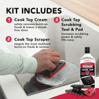 Weiman Glass & Ceramic Cooktop, Stove Top & Oven Cleaner Kit – Kitchen Cleaner Cream, 3 Scrubbing Pads & Scraper for Burnt-On Food & Grease, Clean Shine - Safe for Induction, Electric & Gas Cooktops