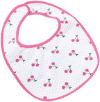 Littleforbig Cotton Waterproof Babydoll Printed Adult Bib with Adjustable Hook-and-Loop Fastener Closure - Cherry Adult Bib