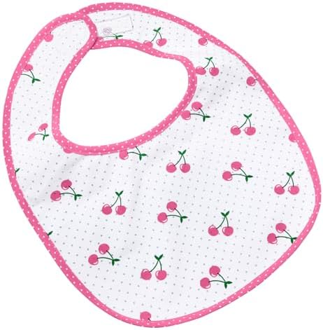 Littleforbig Cotton Waterproof Babydoll Printed Adult Bib with Adjustable Hook-and-Loop Fastener Closure - Cherry Adult Bib
