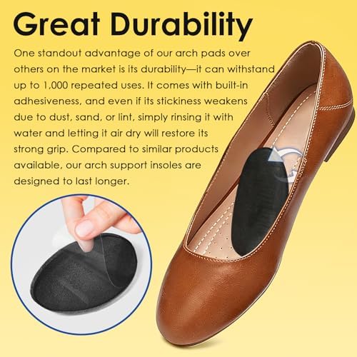 JL-Group Arch Support Inserts - 3 Pairs Lightweight Gel Arch Pads Cushions for Foot Comfort in Flats, Loafers, Heels, Dress Shoes & Sandals (High Arch)