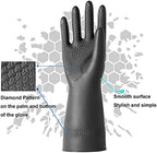 Chemical Resistant Latex Gloves,Cleaning Protective Safety Work Heavy Duty Rubber Gloves, S-M-L-XL Size, Black 1 Pair