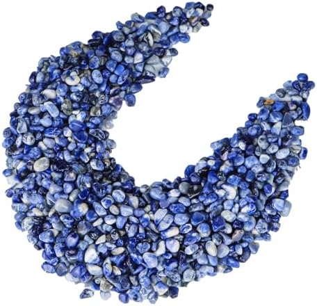 Colorful Agate 1lb Crystal Polished Tumbled Stones Irregular Shaped Crystal Chips Bulk Natural Gemstone Aquarium Gravel Rocks Vase Filler Fish Tank Gravel Home Decoration (Sodalite)