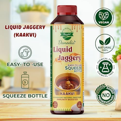 Danodia Foods LIQUID JAGGERY SYRUP (700g/1.54 lb) | Natural Sweetener from Sugarcane | No Preservatives | Rich in Minerals | Alternative to Refined Sugar