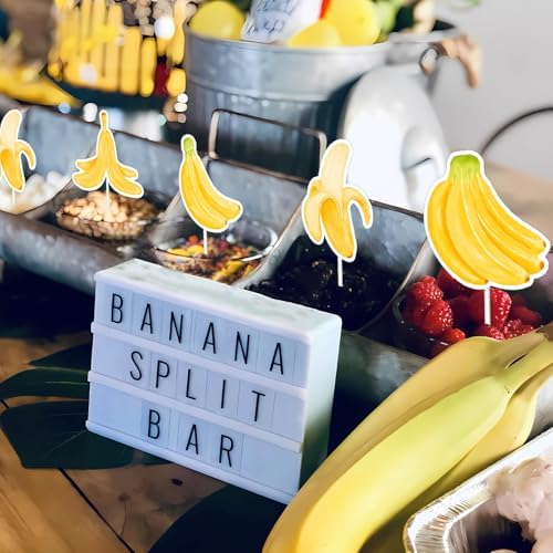 36PCS Bananas Birthday Decorations, One Is Bananas Cupcake Toppers Tropical Fruit Theme Cupcake Picks Bananas Party Decor for Cute Banana Birthday Baby Shower Party Supplies