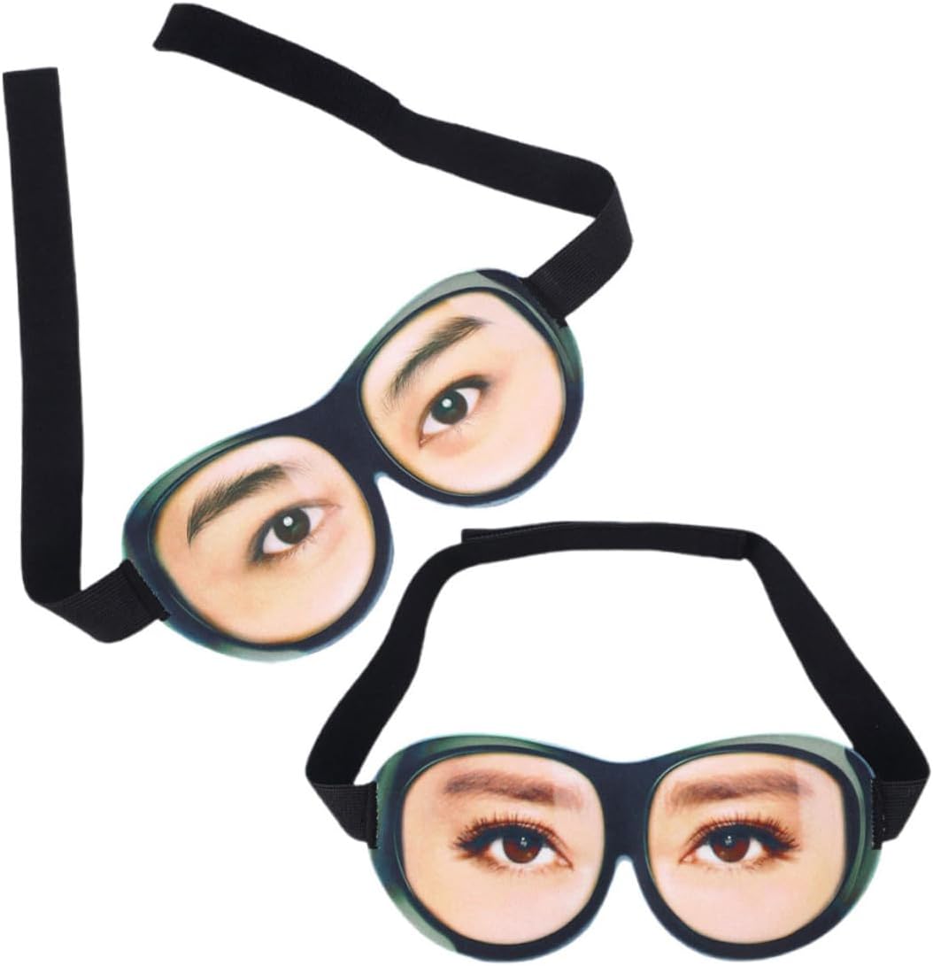 FOMIYES 2pcs 3D Funny Eye Mask Sleeping Blindfold with Adjustable Strap Soft Fluffy Eye Cover for Women Travel Party Rest Random Color