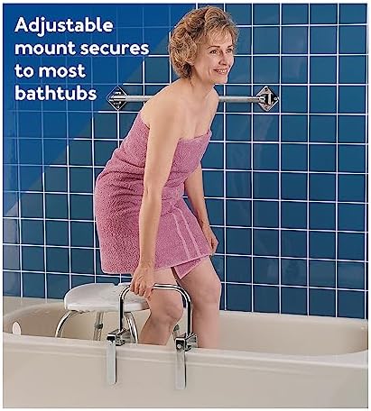 Carex Bathtub Rail with Finish Bathtub Grab Bar Safety Bar for Seniors and Handicap for Assistance Getting in and Out of Tub, Easy to Install on Most Tubs, Chrome, 1 Count
