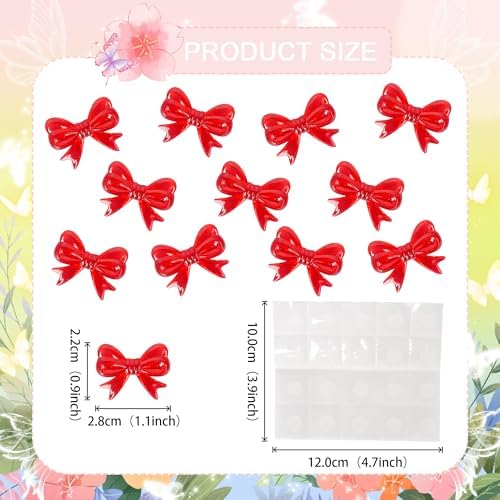 30 PCS Bow Cupcake Toppers Bowknot Cake Toppers Bow Girls Birthday Cake Decorations Bow Cake Dessert Picks Bowknot Cupcake Picks for Baby Shower Birthday Wedding Bridal Engagement Party Supplies Red