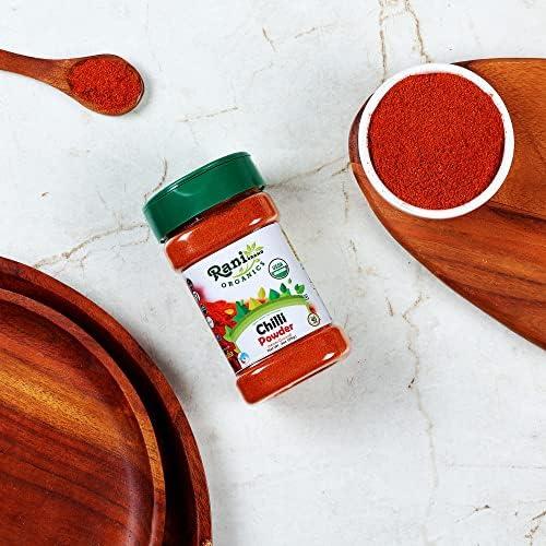 Rani Organic Chilli Powder (Mirchi Ground) 3oz (85g) PET Jar ~ All Natural | Vegan | Gluten Friendly | NON-GMO | Indian Origin | USDA Certified Organic