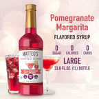 Matteo's Sugar Free Cocktail Mixes - Delicious & Refreshing Drink Mixers, Zero-Calorie & Carb-Free Cocktails, Non-Alcoholic, Skinny & Licious Syrups for Drinks, Pomegranate Margarita, 33.8 Fl Oz