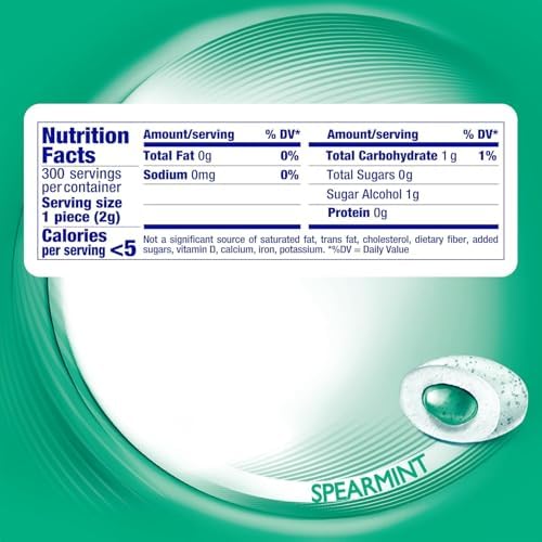 Mentos Pure Fresh Sugar Free Gum, Spearmint, 50 Piece Bottle, Pack of 6