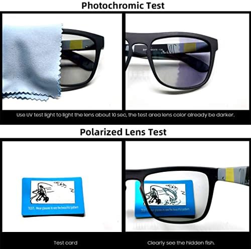 Photochromic Polarized Driving Sunglasses Men Square Matte Frame Eyewear Outdoor Sport Cycling UV Protection Glasses
