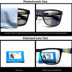 Photochromic Polarized Driving Sunglasses Men Square Matte Frame Eyewear Outdoor Sport Cycling UV Protection Glasses