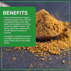 Jiva Organic Coriander Powder 1 Pound Large Jar (16oz) - Pure, Non-GMO, Lab Tested, 100% Raw Ground Coriander from India