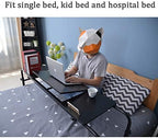 KOMOREBI Overbed Table with Wheels Laptop Desk Cart Table Over The Bed Table Adjustable Height and Length for Hospital and Home use