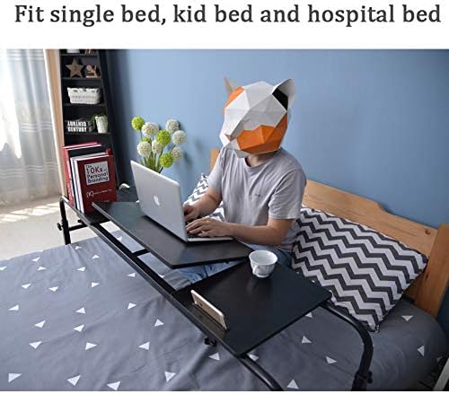 KOMOREBI Overbed Table with Wheels Laptop Desk Cart Table Over The Bed Table Adjustable Height and Length for Hospital and Home use