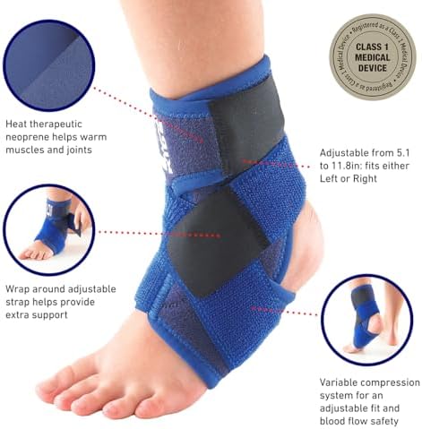 Neo-G Ankle Brace for Kids - Support For Juvenile Arthritis Relief, Joint Pain, Ankle Injuries, Gymnastics, Basketball, Volleyball - Adjustable Compression - Class 1 Medical Device - 1 Size - Blue