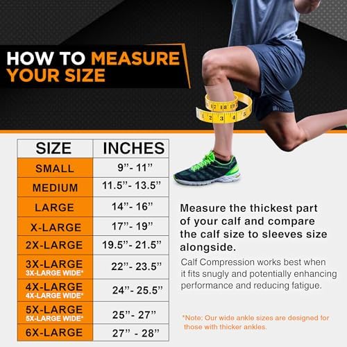 Doc Miller Compression Calf Sleeve for Men & Women – 20-30mmHg Graduated Support for Running, Shin Splints, Calf Strain – Knee High, Small to 6XL Plus Size