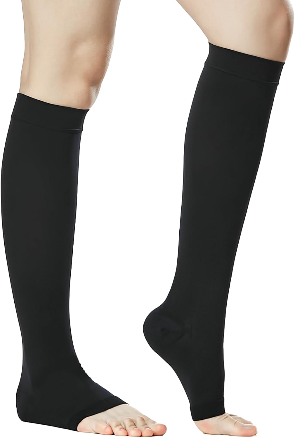 20-30 MmHg Medical Toeless Compression Socks for Women and Men,Legs Compression Sleeve Ankle Wide,Open Toe Stockings Compressions Knee Post for Varicose Vein,Circulation Recovery,for Travel,Run