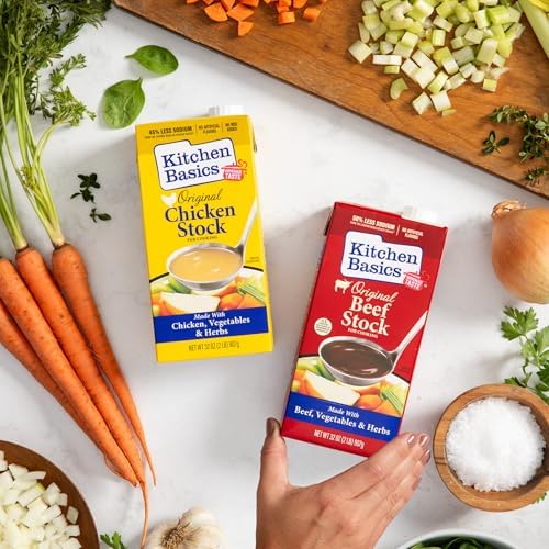Kitchen Basics Chicken Stock - 32 oz. Carton (Pack of 12) Add Delicious Flavor to Chicken Noodle Soup, Broths and Gravy, Perfect for Stocking Up