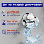 Bntuk Suction Cup Hooks for Shower, Removable Towel Hooks for Bathroom Window Glass Door Wall, Bath Robe Looafh Hook for Hanging - 2 Pack, Chrome