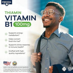 Freeda Vitamin B1 Thiamine 100mg - Supports Energy Metabolism, Nervous System Health - Kosher, Vegan, Gluten Free - Thiamin HCl 100 mg Vitamin B 1 - Pure Vit B1 Vitamin Thiamine B1 Supplement (100 Ct)