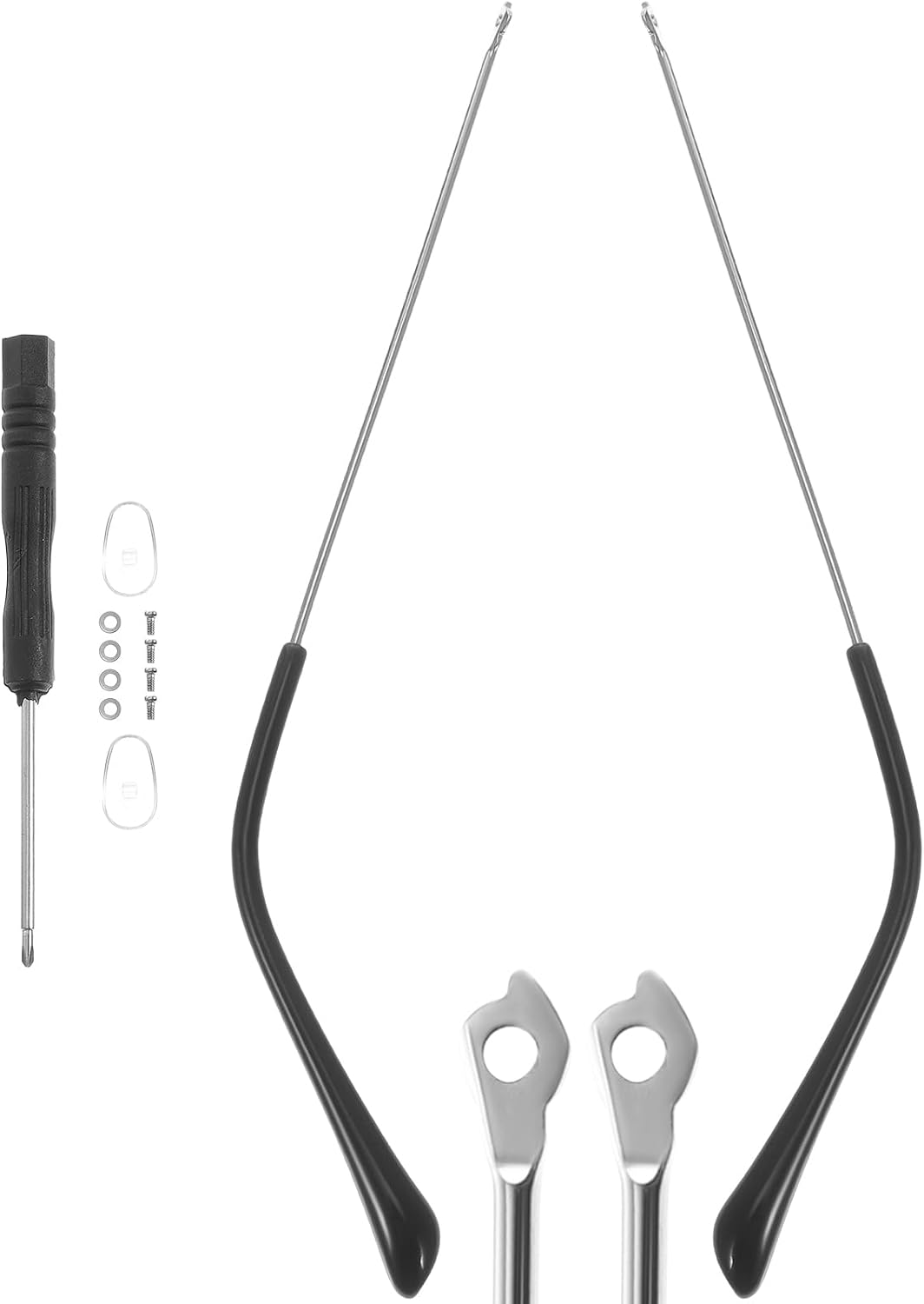 Universal Replacement Glasses Arms Temples with Screws Metal Eyeglass Legs for Sunglasses and Eyeglasses Repair Kit Comfortable Nonslip Fit