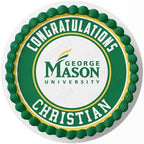 7.5 Inch Edible Cake Topper – George Mason University Themed Birthday Party Collection of Edible Cake Decorations round
