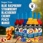 Syruvia Sugar Free Syrup Variety Pack: Peach, Strawberry, Blackberry, Mango, Cherry & Blue Raspberry - Gluten-Free, Kosher, 25.4 fl oz Bottles - Enhance Your Experience