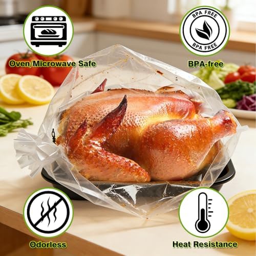 Oven Bags for Roasting, Seafood Boil Bags, Roasting Chicken Bags, Meat & Fish Multi Purpose Cooking Bags 9.8" x 15", 20 Count