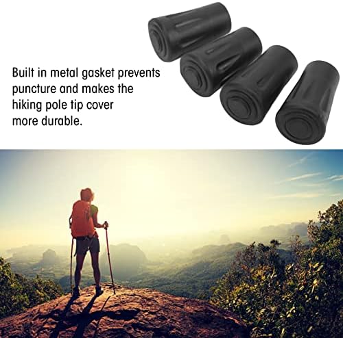 Hiking Pole Tips, 12Mm / 0.5In Non Slip Easy to Install 4 Tip Protectors for Trekking Poles