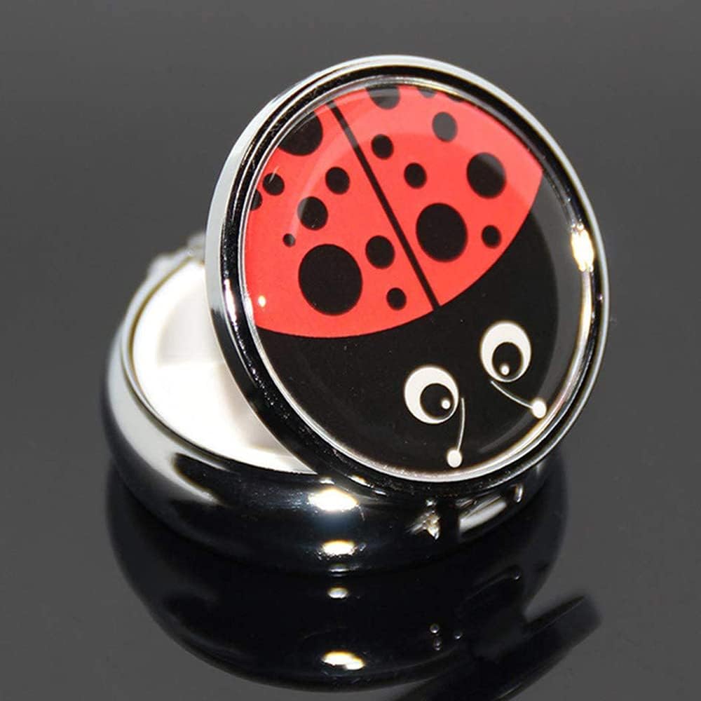 TopHomer Pill Box 3 Compartment Pill Container Holder Small Case Portable Tablet Organizer Travel Pillbox for Purse & Pocket(Ladybug)