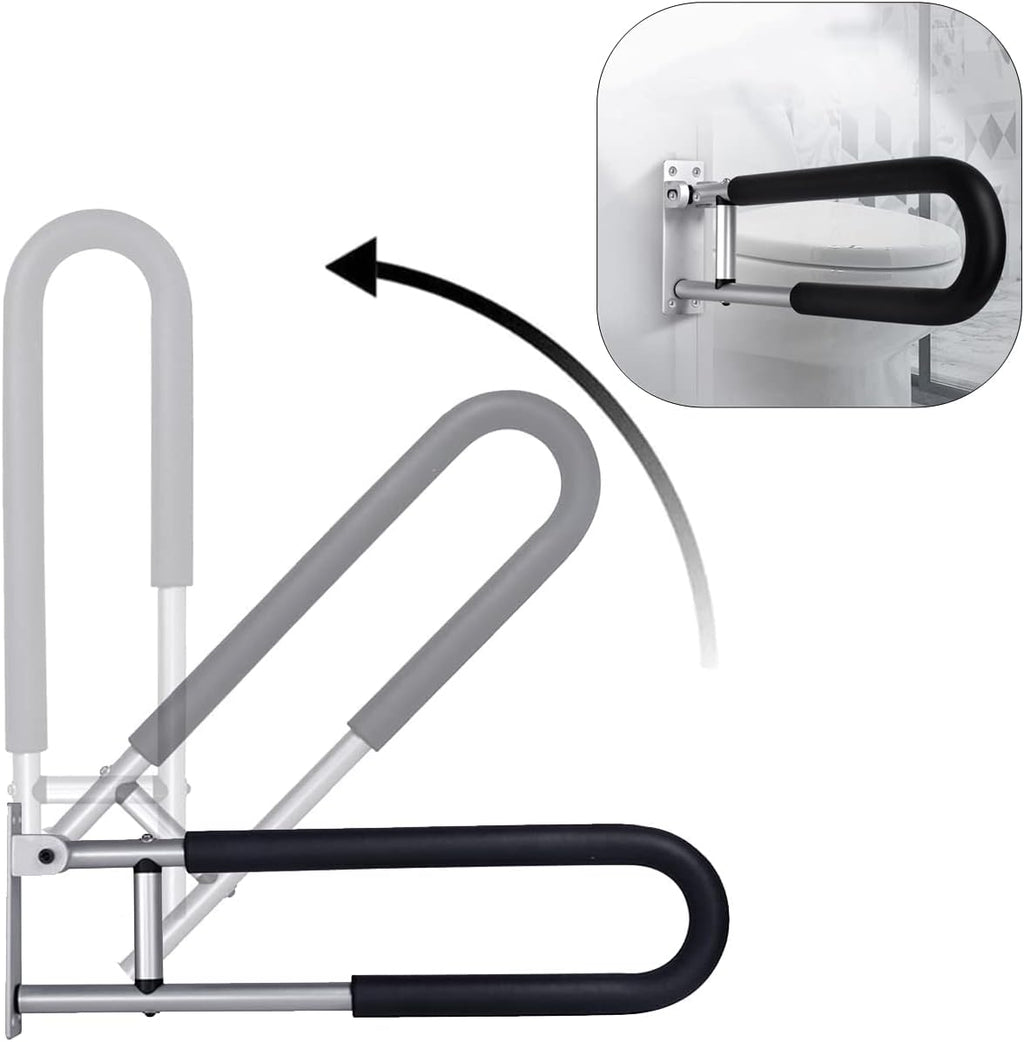 23.6 inch Foldable Handrail Grab Bars, Wall Mounted Toilet Safety Support for Handicap Elderly Seniors Disabled, Shower Bathroom Accessories…