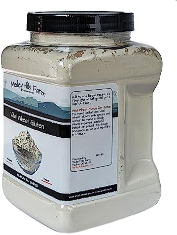 Vital Wheat Gluten By Medley Hills Farm 1.5 lbs. in Reusable Container - High in Protein - Vegan - Non GMO - Keto Friendly - Make Seitan - Great Vital Wheat Gluten for Bread Making