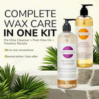 Pre and Post Wax Care Kit – Complete Prep & Aftercare in One Set – Cleanser Removes Oils & Residue – Calendula Oil Calms & Nourishes Skin – Gentle, Paraben-Free Formulas