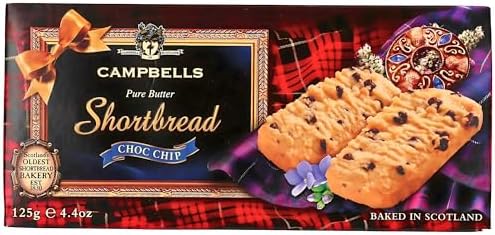 Campbells Shortbread Chocolate Chip Fingers Carton 4.41 Oz (Pack of 3) - Pure Butter Choc Chip Cookies, Traditional Scottish Shortbread Cookies from Scotland, British Tea Biscuits & Scottish Gift Box