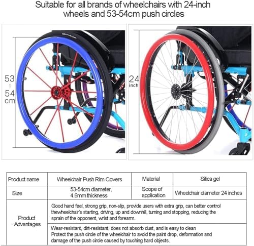 1 Pair Silicone Wheelchair Push Rim Covers,22/24-Inch Non-Slip Wear-Resistant Silicone Hand Push Cover Rear Wheel Push Ring Protective Cover,Improve Grip and Tract ( Color : Green , Size : 24Inch )