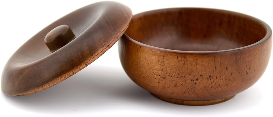 Grandslam Wooden Shaving Bowl with Lid Shaving Soap Bowl for Men Easy to Lather Fits Wet Shaving (Oak Wood)