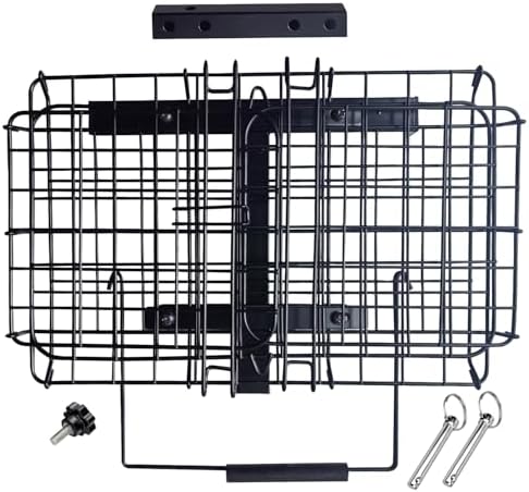 Foldable Rear Basket for Mobility Scooter, Heavy Duty Metal Portable Basket with Handle -Compatible with 1"x1" Hitch Receivers (Scooters & Power Chairs)