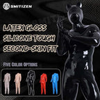 SMITIZEN Latex-like Silicone Catsuit Glossy Neck Entry Bodysuit for Men, One Piece Jumpsuit Zentai Clubwear Halloween Costume